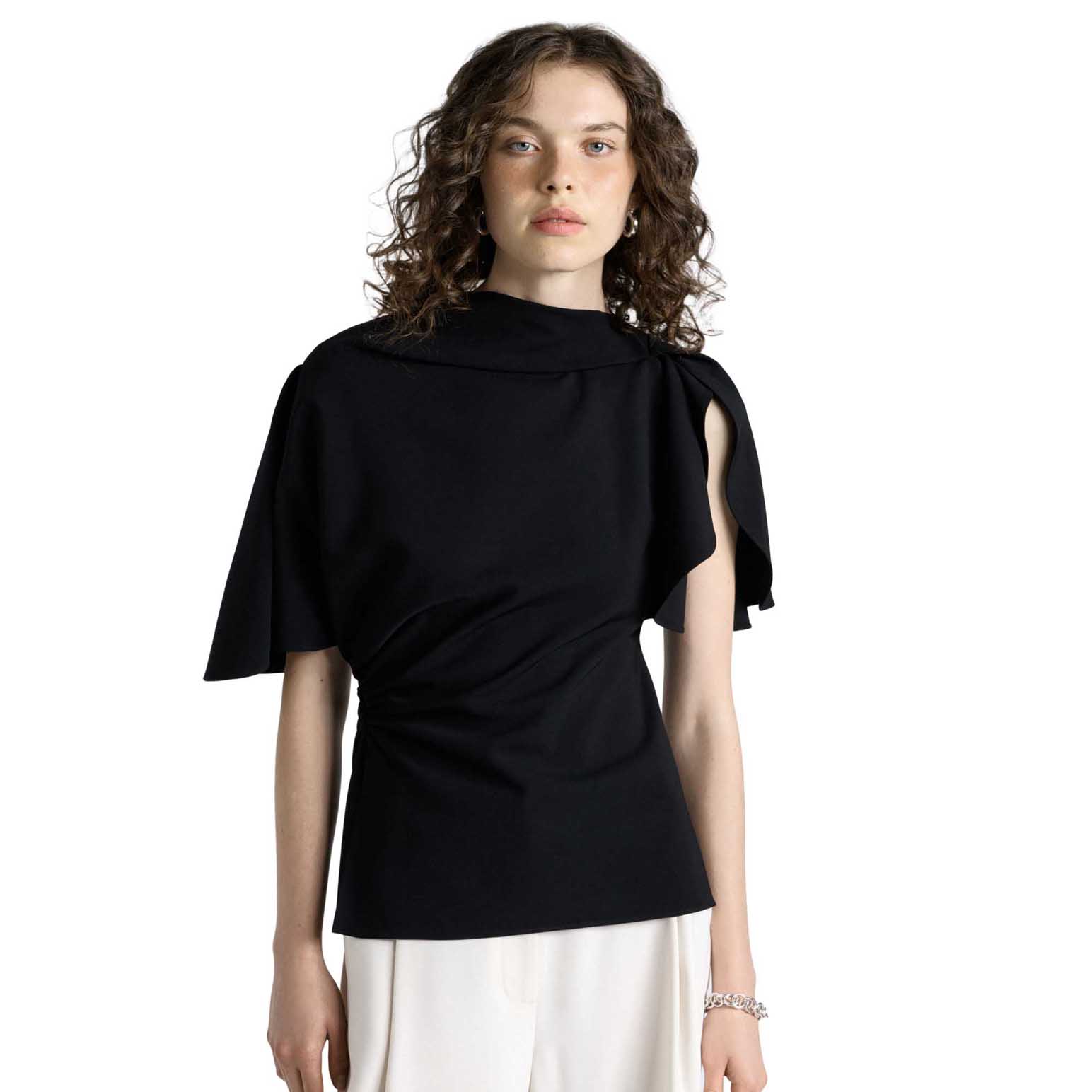 Cue Crepe Draped Neck Top